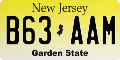 NJ license plate B63AAM