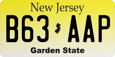 NJ license plate B63AAP