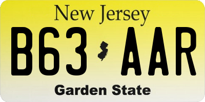 NJ license plate B63AAR