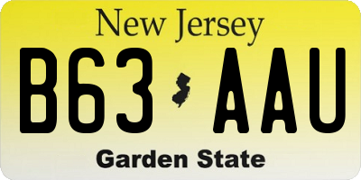 NJ license plate B63AAU