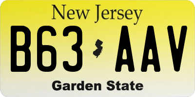 NJ license plate B63AAV