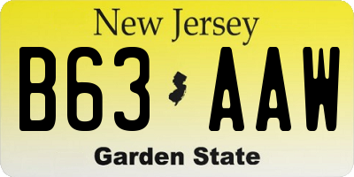 NJ license plate B63AAW