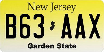 NJ license plate B63AAX