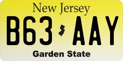 NJ license plate B63AAY