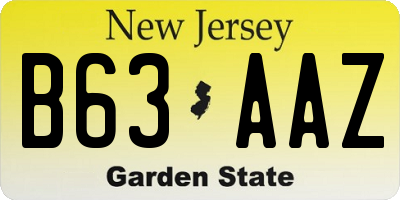 NJ license plate B63AAZ
