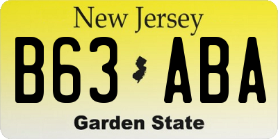 NJ license plate B63ABA