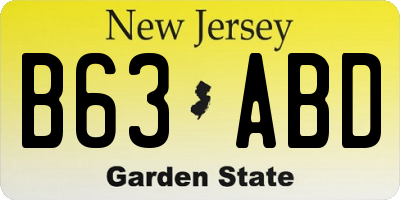 NJ license plate B63ABD