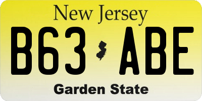 NJ license plate B63ABE