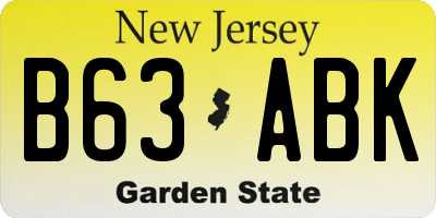 NJ license plate B63ABK