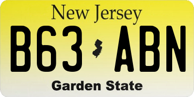 NJ license plate B63ABN