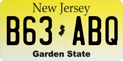NJ license plate B63ABQ