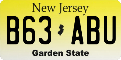 NJ license plate B63ABU