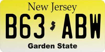 NJ license plate B63ABW