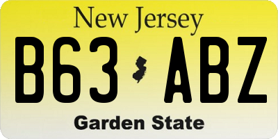 NJ license plate B63ABZ