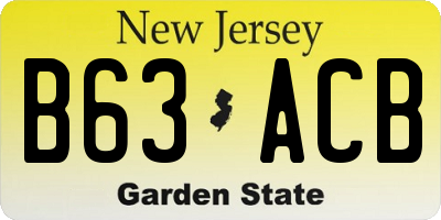 NJ license plate B63ACB