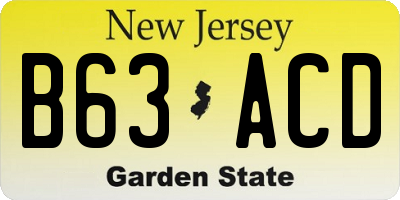 NJ license plate B63ACD