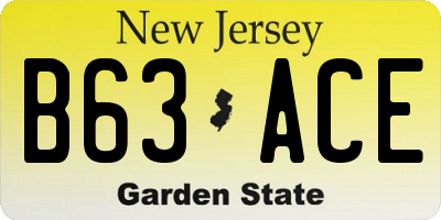 NJ license plate B63ACE