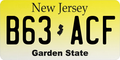 NJ license plate B63ACF