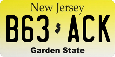NJ license plate B63ACK