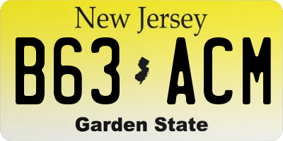 NJ license plate B63ACM