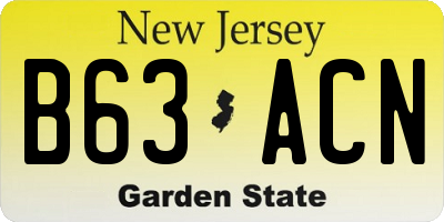 NJ license plate B63ACN