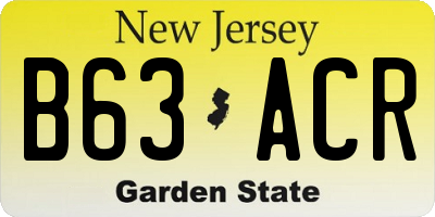 NJ license plate B63ACR