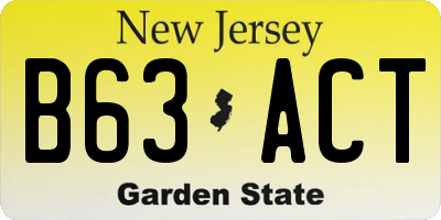 NJ license plate B63ACT
