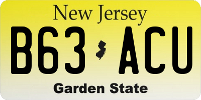 NJ license plate B63ACU