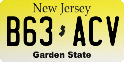 NJ license plate B63ACV