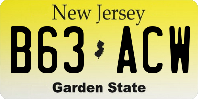 NJ license plate B63ACW