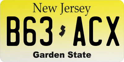 NJ license plate B63ACX