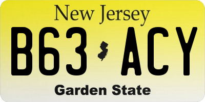 NJ license plate B63ACY