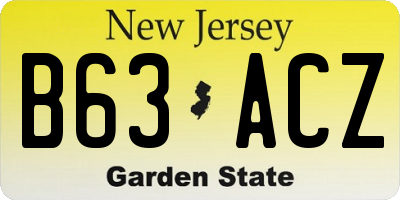 NJ license plate B63ACZ