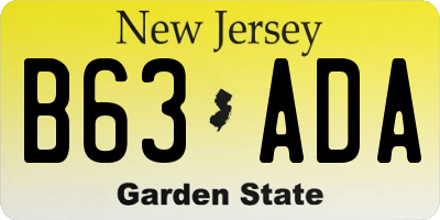 NJ license plate B63ADA