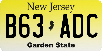 NJ license plate B63ADC