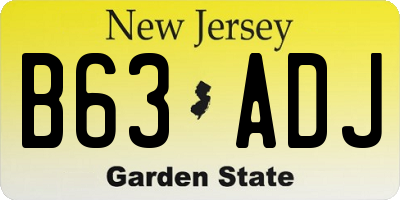 NJ license plate B63ADJ