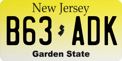 NJ license plate B63ADK
