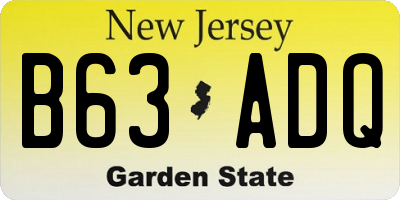 NJ license plate B63ADQ