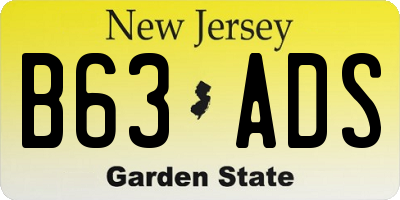 NJ license plate B63ADS