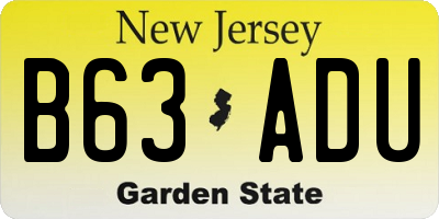 NJ license plate B63ADU