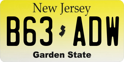 NJ license plate B63ADW