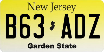 NJ license plate B63ADZ