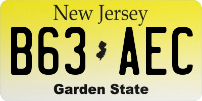 NJ license plate B63AEC