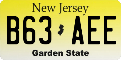 NJ license plate B63AEE