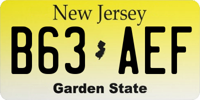 NJ license plate B63AEF