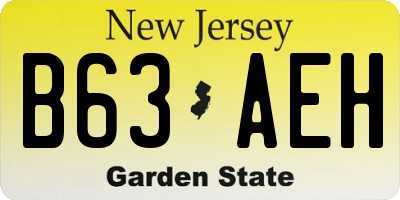 NJ license plate B63AEH