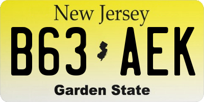 NJ license plate B63AEK