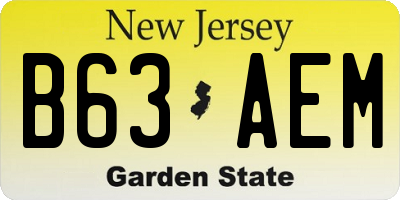 NJ license plate B63AEM