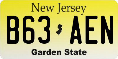 NJ license plate B63AEN