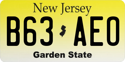 NJ license plate B63AEO